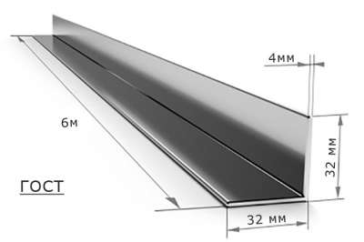 Уголок металлический 32х32х4 мм (6 метров)