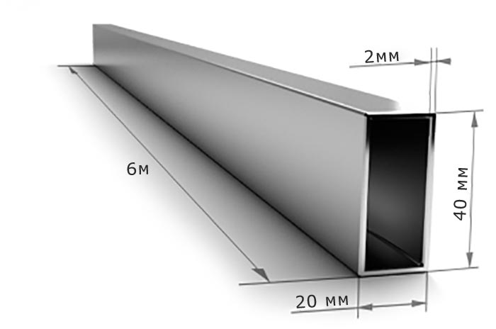 Труба профильная 20*40*2 мм (6 метров)